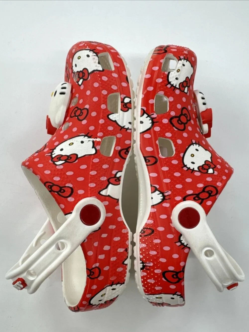 Crocs Hello Kitty Clogs Kids Girls Youth 3 J3 Red Pink with Bow Jibbitz Shoes